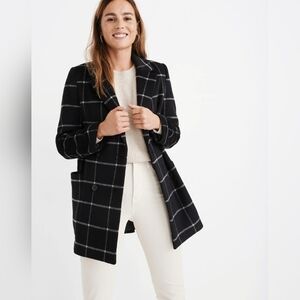 Madewell Hollis Double-Breasted Coat Windowpane EUC Sz Small